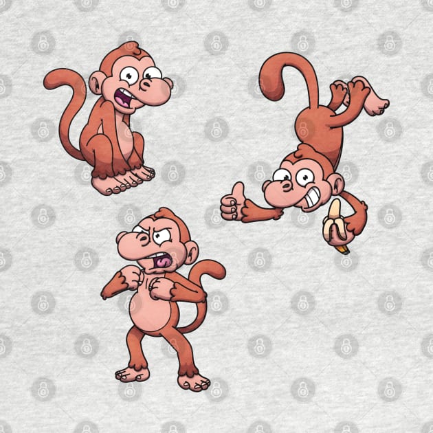 Cute Monkey Sticker Pack by TheMaskedTooner